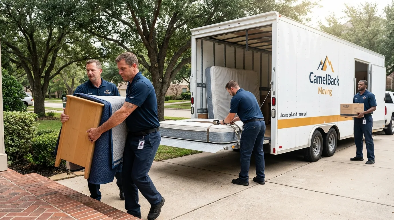 Crew loading residential truck for cross-state move from Narragansett, RI